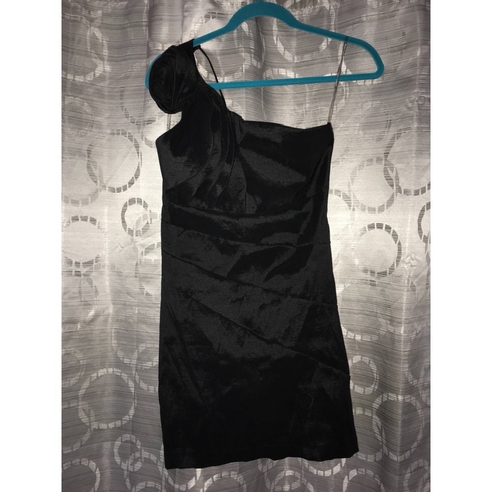 One shoulder mini black dress